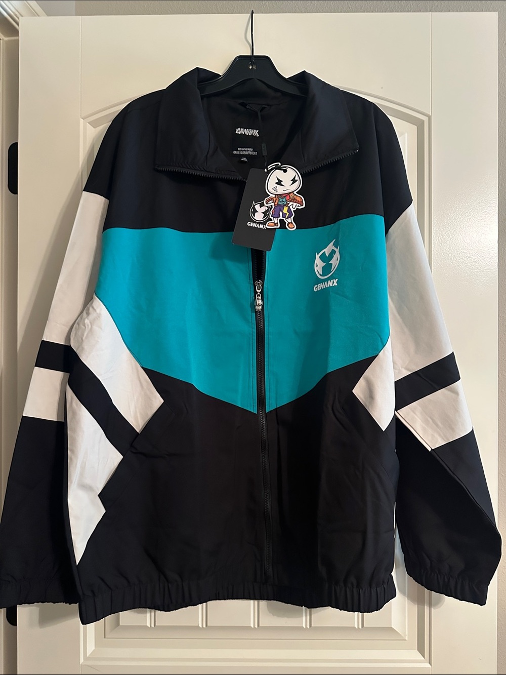 Men's Black & Teal Colorblock Lightweight Jacket